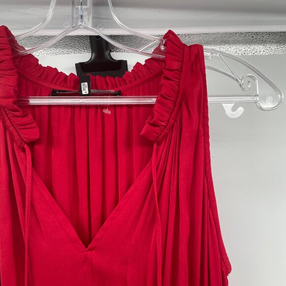 WHBM Womens Sleeveless Maxi Dress Ruffle Neck Red Size XXS - Picture 4 of 9